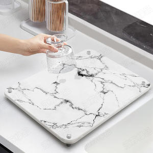 Tapis absorbant de cuisine en diatomite, motif marbre noir, carré, pour comptoir, pour usage en cuisine - Product Image 2