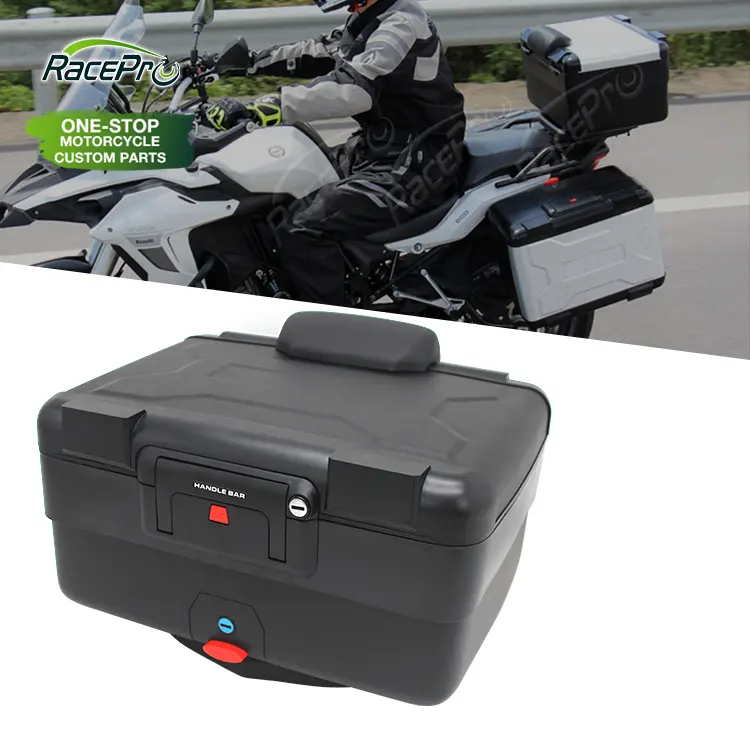 RACEPRO 35L Motorcycle Top Box Trunk Helmet Storage Box General Aluminum Alloy Cajuela Para Moto Black Motorcycle Tail Boxes