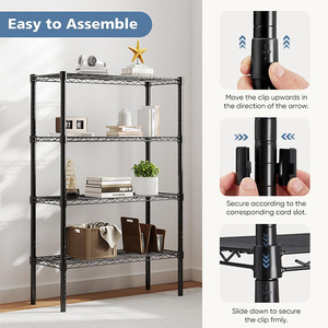 3.78 "D x 35.43" W x 54.02 "H đơn vị Kệ đen nặng có thể điều chỉnh lưu trữ 4 giá dây thép - Product Image 4