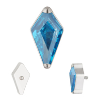 G23 AFTM F136 Piercing Labret en Titane avec Zircon Cubique (CZ) en forme de cerf-volant serti clos et embout fileté intérieur, Bijou de corps