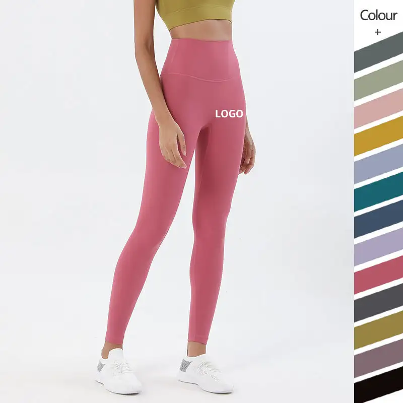 Lulu-mallas de Yoga con Logo personalizado para mujer, corsé de realce de glúteos de malla suave de cintura alta, sin costuras, para gimnasio y Fitness, 33 colores, 50% de descuento