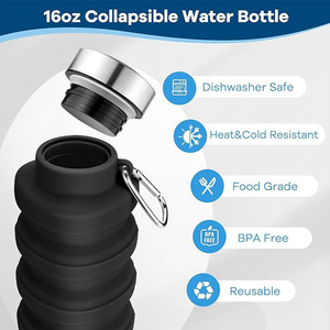 Portable Food Grade Silicone Foldable <b>Water</b> <b>Bottle</b> Outdoor Collapsible Sport Drinking <b>Bottles</b> <b>Large</b> Capacity - Product Image 2