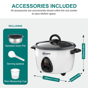 Olla Arrocera Multifunción Mini de 2.5 Litros (5 Tazas) con Tapa de Vidrio y Vaporera, Enchufe Europeo, Color Blanco, para Uso Doméstico - Product Image 4