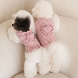 2025 Natal Ano Novo Outono e Inverno New Pink Thickened Listrado Cat Clothing Pet Dress Clothing + Hat - Product Image 3