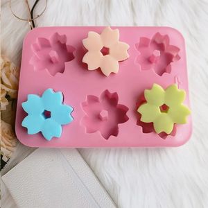 Moule en silicone en forme de fleurs 6 cavités <span class=keywords><strong>Sakura</strong></span> plateau de cuisson moule à biscuits Mousse chocolat glace savon gelée Dessert bonbons pâtisserie bricolage - Product Image 4