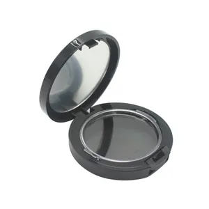 Empty Round Black Pressed Powder Case Compact Powder Jar In Stock