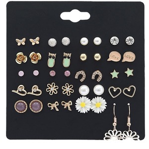 Korean Style <b>Earring</b> Set 20 Pieces Simple Cute Floral Design For Women Students Gift Fashion Jewelry Zinc Alloy Copper <b>Post</b> - Product Image 5