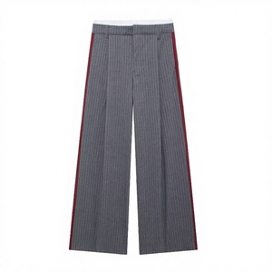Women's Summer Eco-Friendly Vintage New Pinstripe <b>Boxer</b> Briefs Wide-Leg Trousers High Waist Casual Style Zipper Fly Digital - Product Image 2