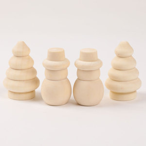 Adornos de madera con forma de árbol de Navidad y muñeco de nieve sin terminar para decoración DIY de interior - Product Image 3