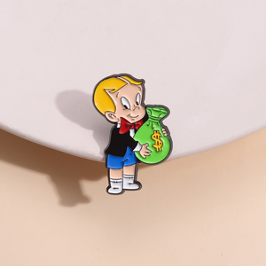 Cartoon Rich Cartoon Enamel Pin Money Bag Cute Brooch Lapel Pin