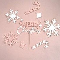 Großhandel Weihnachts dekorationen Acryl Kuchen Topper Schnee rohr Frohe Weihnachten Kuchen Topper Thema Party Kuchen Dekorationen Lieferungen