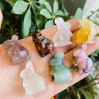 Vente en gros animal en cristal sculpté à la main agate multicolore pierre de lapin pour décoration cadeau