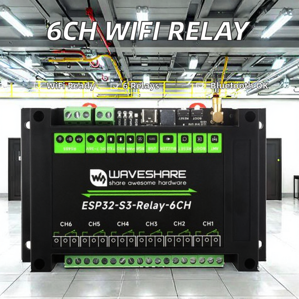 Waveshare Industrial 6-Channel RP2350 Relay Module, Onboard RS485 Pico Hat Interfaces With Multiple Isolation Protection Circuits Industrial Grade Rail Mount Case - View #12