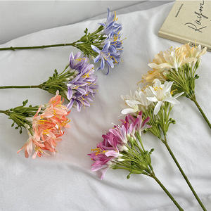 Artificial Agapanthus Flowers <b>Silk</b> High Simulation Home Decoration Floral Arrangement White Blue Purple Orange Rose <b>Red</b> - Product Image 3