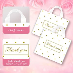 Thank You Plastic Shopping <b>Bag</b> <b>Small</b> With Handles Dot Pattern For Party Retail Use - Product Image 6