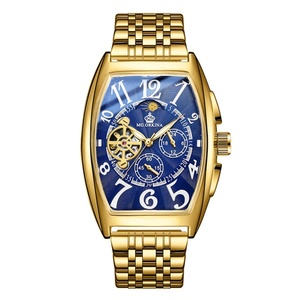 ORKINA MG093-BL Blue Dial New Fashion Mens Watches Golden Stainless Steel Waterproof <b>Automatic</b> Moon Phase Luminous Clock Reloj - Product Image 2