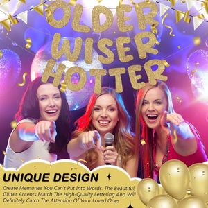 Bannière à paillettes amusante « Plus âgée, plus sage, plus sexy » pour femmes, décorations de fête d'<span class=keywords><strong>anniversaire</strong></span> pour les 30, 40, 50, 60, 70, 80 ans - Product Image 6