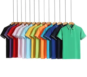 ロゴ刺繍Tシャツの男性のためのネイビーブルーポロカラーTシャツメンズコットンTシャツポロ