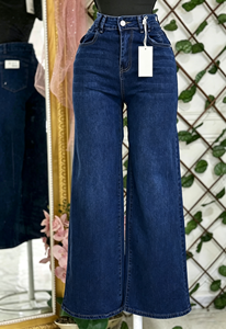 Jeans da Donna a Vita Alta e Gamba Larga, Pantaloni in Denim Casual Lavato, Jeans di Marca Viola, Jeans <span class=keywords><strong>Boyfriend</strong></span> da Donna all'Ingrosso - Product Image 5