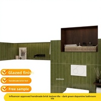 Carreaux muraux de salle de bain en céramique de style français, série Brique Faite à la Main Vert Foncé Dopamine, résistants à l'usure, avec carreaux de balcon 400x800
