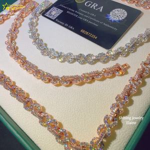 Perhiasan <span class=keywords><strong>Fashion</strong></span> Kalung 8MM Perak Sterling 925 Bertabur Batu Moissanite VVS Model Hip Hop Rantai Gelang Cuban - Product Image 3