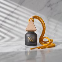 Flacon de parfum pour voiture rond de 10 ml, en verre, vide, diffuseur, bouchon à vis en bois, flacon de parfum pour voiture aromatique