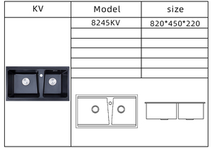 Handmade bát đơn hai lỗ bồn rửa nhà bếp chức năng kép đá thạch anh thép không gỉ <span class=keywords><strong>Composite</strong></span> Granite thiết kế hiện đại Nano Đen - Product Image 2