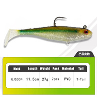 Leurre de pêche en plastique souple pour eau douce, imprimé en 3D, avec hameçons lestés, queue de pagaie, yeux 3D longs, 27g 115mm, pour lancer.