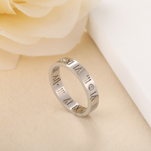 Anillo de titanio y acero con diamantes al por mayor de fábrica, anillo romano digital, anillo de pareja, adorno, regalos para niñas de oro rosa de 18 quilates - Product Image 3