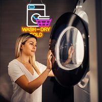 Enseigne au néon à pli lavé et sec Décoration murale lumineuse à LED pour la buanderie, la maison et la laverie automatique