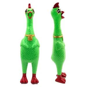 Amazon Hot Sale OEM Custom Funny Rubber Squawking Yellow Rubber Chicken Interact Pet Squeeze Pet Chew Toy Screaming Chicken