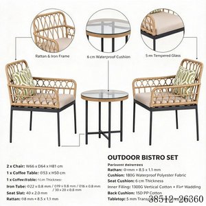 Conjunto de Muebles de Jardín de Ratán Contemporáneo de 2 Plazas, Resistentes a la Intemperie, con Estructura Metálica 38512-26360 - Product Image 2
