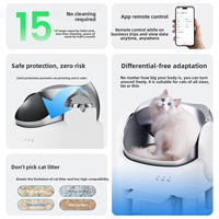 Caja de Arena Automática para Gatos, Autolimpiable, Inodoro Inteligente para Gatos, Control Remoto por WiFi/Aplicación, Revestimiento de ABS/PP, Capacidad de 74L, Tipo Abierto Grande para Mascotas