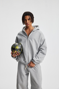 Sweat-shirt à capuche surdimensionné personnalisé 430 g/m², haute qualité, fermeture éclair YKK, broderie en relief, pour homme et femme - Product Image 2