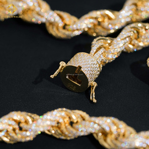 Popular Fashion Rapper Jewelry Hip Hop Iced Out 10mm Width Fully Stone VVS Moissanite Pass Diamond Tester <b>Rope</b> <b>Chain</b> S925 Silver - Product Image 5