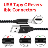 Kabel Data USB 2.0 Micro USB Nylon Braid Hitam 3ft 6ft 2A Pengisian Cepat Kabel Ponsel grosir