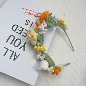 Guirlande décorative en fil <span class=keywords><strong>de</strong></span> laine tricoté coloré à la main, guirlande <span class=keywords><strong>de</strong></span> fleurs <span class=keywords><strong>au</strong></span> <span class=keywords><strong>Crochet</strong></span> pour accessoires <span class=keywords><strong>de</strong></span> cheveux, <span class=keywords><strong>couronne</strong></span> <span class=keywords><strong>de</strong></span> voiture - Product Image 5