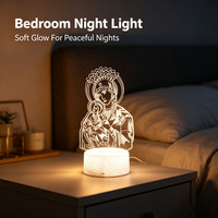 Lampe de table LED 3D en ABS, Vierge Marie, avec contrôle tactile, alimentation USB, en forme de statue religieuse, cadeau chrétien pour la maison