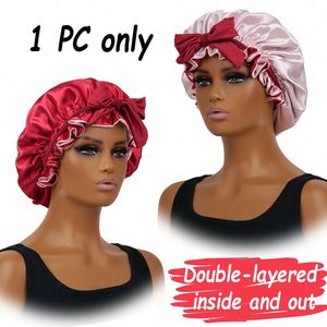Double Layer Reversible Cap Bonnet Sleeping Satin <b>Silk</b> Tie Band Adjustable Straps <b>Head</b> <b>Wrap</b> for Curly Hair Gift - Product Image 3