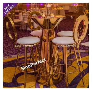 ODM Stainless Steel Wedding Event Banquet Cocktail Furniture <b>Outdoor</b> <b>Table</b> and Chair Set for Restaurant and Bars - Product Image 1