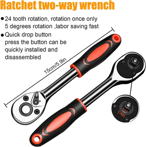 Herramientas de Reparación de Automóviles, Juego de Llaves de 1/4 Pulgadas, Mango de Trinquete de Alta Resistencia, Barra de Extensión, 26 Unidades - Product Image 4