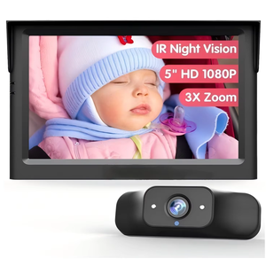 BM1 5 ''1080P USB bébé et moniteur pour animaux de compagnie miroir de caméra de voiture avec Vision nocturne IR 3X Zoom 5 minutes Installation facile - Product Image 1