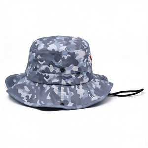 Chapeau Bob Tactique en Toile Camouflage avec Broderie 3D, Chapeau de Pêche et d'Extérieur, Casquette Pare-Soleil avec Sangle Coupe-Vent - Product Image 5