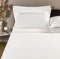 Ensemble de draps de broderie design élégant 100% coton satin 300TC 400TC ensemble de draps de lit de couleur blanche