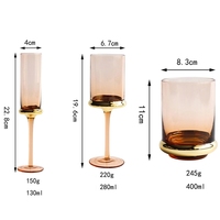 Meest Populaire 130Ml 280Ml 400Ml Gekleurd Glaswerk Roze Bekers/Shot Steelloos Wijnglas Goud Omrande Wijnglazen