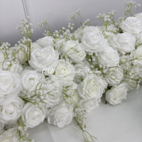 Vente en gros de fleurs artificielles de haute qualité, chemins de table floraux blancs, décoration de mariage, décoration de la rue des amoureux pour la Saint-Valentin