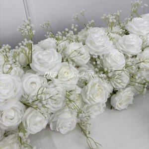بيع بالجملة عدائين زهور اصطناعية عالية الجودة عداء ممر زهور بيضاء ديكور صف زفاف عيد الحب الاصطناعي - Product Image 5