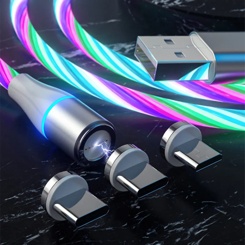 Cargador Led de alta calidad tipo C, Cable de carga rápida 5A, Micro Usb, 3 en 1, Cable de carga magnética