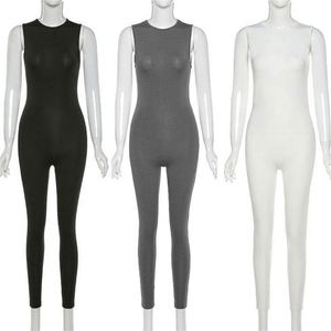 Hot Onsale 2021 Sommer Neue ärmellose einfarbige Sport Bodycon Jumps uit Body suits Frauen One Piece Jumps uits und Stram pler