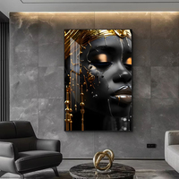 Portrait d'une femme noire sur toile, affiche d'artiste moderne, peinture murale africaine, décoration murale pour la maison